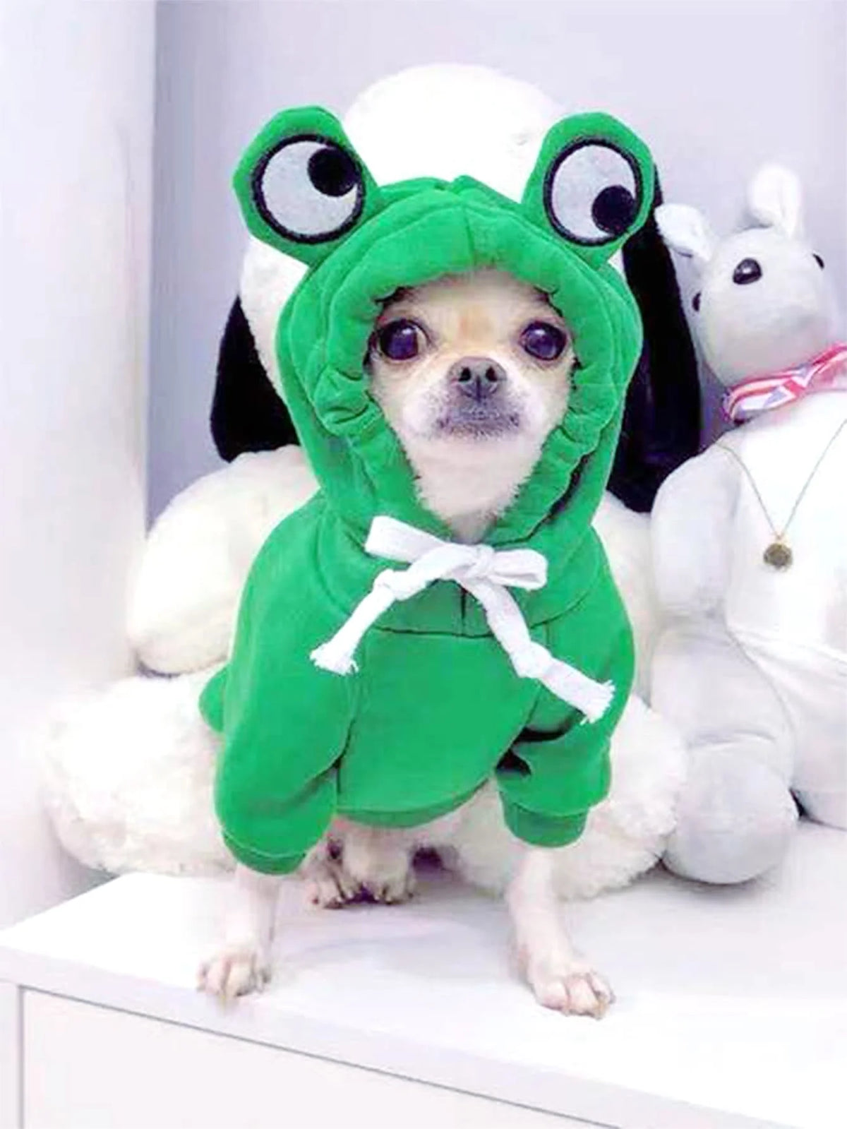 Green frog dog sweater hoodie for small and medium dogs – soft, cozy, and stylish pet clothing