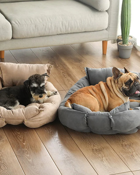 3-in-1 soft cotton pet bed for dogs and cats that works as a bed, sofa, or nest providing breathable comfort, stress relief, and cozy sleep support