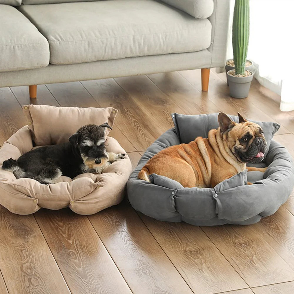 3-in-1 soft cotton pet bed for dogs and cats that works as a bed, sofa, or nest providing breathable comfort, stress relief, and cozy sleep support