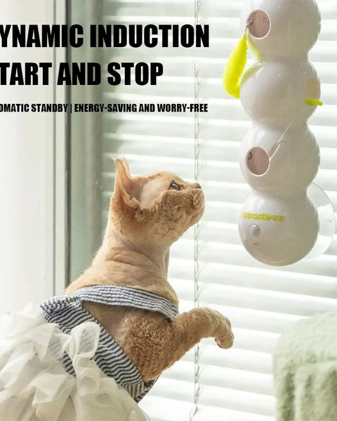 Smart Motion Interactive Cat Toy with motion-activated feather tail, rechargeable and designed for cats to play and exercise