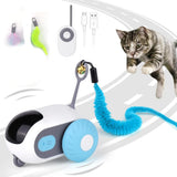 Interactive cat toy car for cats and small dogs, automatic and remote controlled, promoting exercise, mental stimulation, and fun indoor play