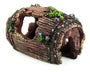 Decorative resin barrel cave for aquariums and terrariums, non-toxic and safe, providing shelter, hiding spots, and natural enrichment for fish, turtles, and reptiles.
