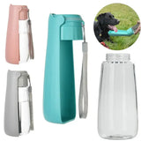 Portable water bottle for dogs and cats with built-in drinking cup, leak-proof design, and high-capacity for walks, travel, and outdoor activities.