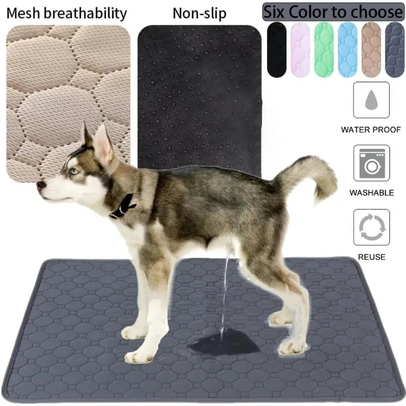 Reusable ultra-absorbent pet pee pad blanket with non-slip bottom, suitable for dogs, cats, puppies, and senior pets, hypoallergenic and machine washable.