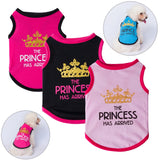 Princess Crown Dog Vest T Shirt - Summer Cotton Pet Clothes for Small Dogs, Chihuahua, Poodle, Puppy Shirts, Breathable Sleeveless Dog Apparel, Cute Prince and Princess Dog Outfit