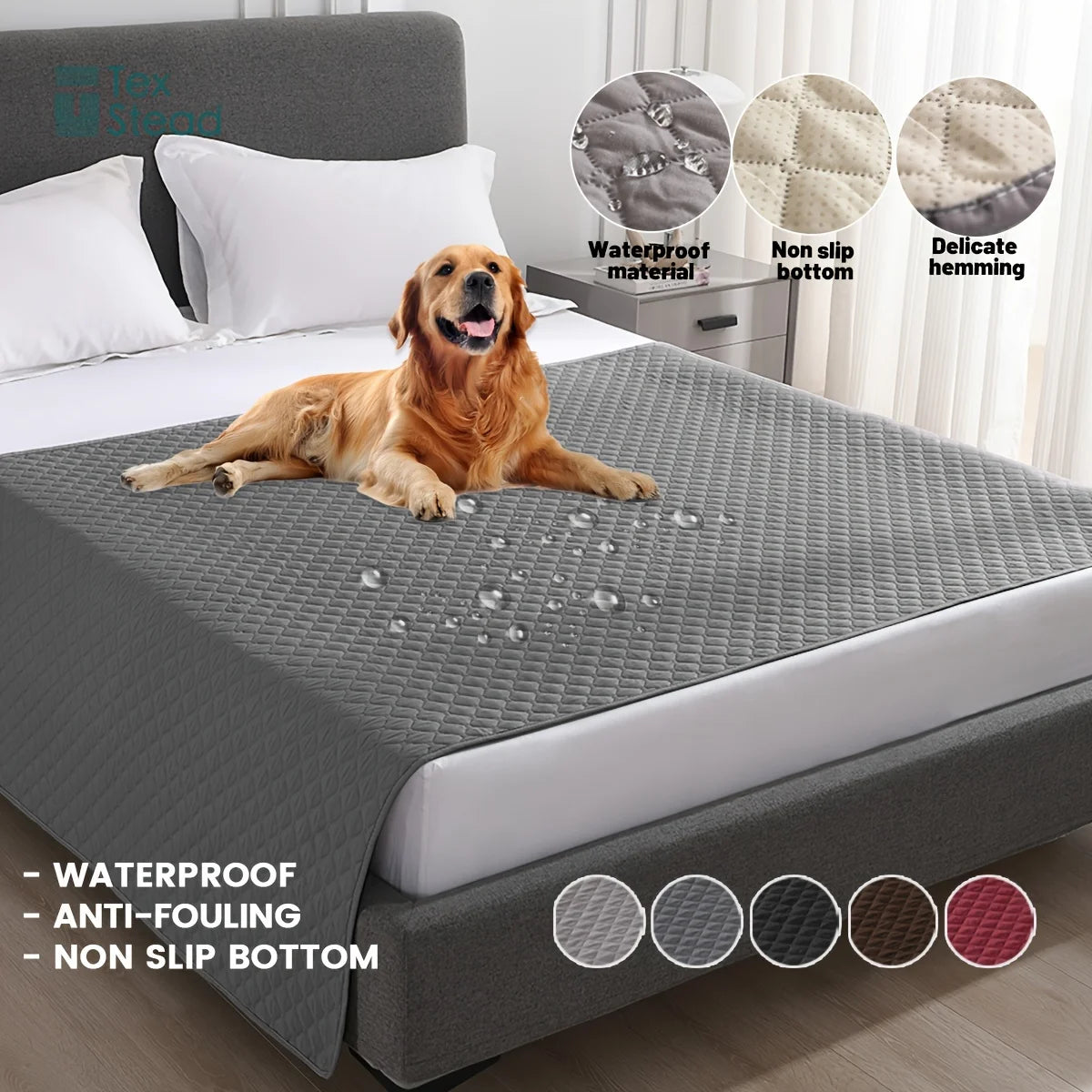 Waterproof pet furniture cover for dogs and cats that protects sofas, beds, and car seats from hair, dirt, and spills.,