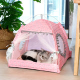 Semi-enclosed flower-shaped pet bed for cats and small dogs that provides comfort, security, and temperature regulation for restful sleep.