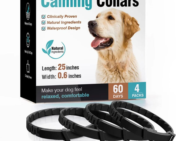 Pheromone calming collar for dogs and cats that helps reduce anxiety, stress, and hyperactivity in daily and stressful situations.