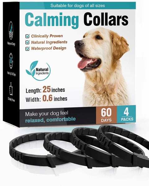Pheromone calming collar for dogs and cats that helps reduce anxiety, stress, and hyperactivity in daily and stressful situations.