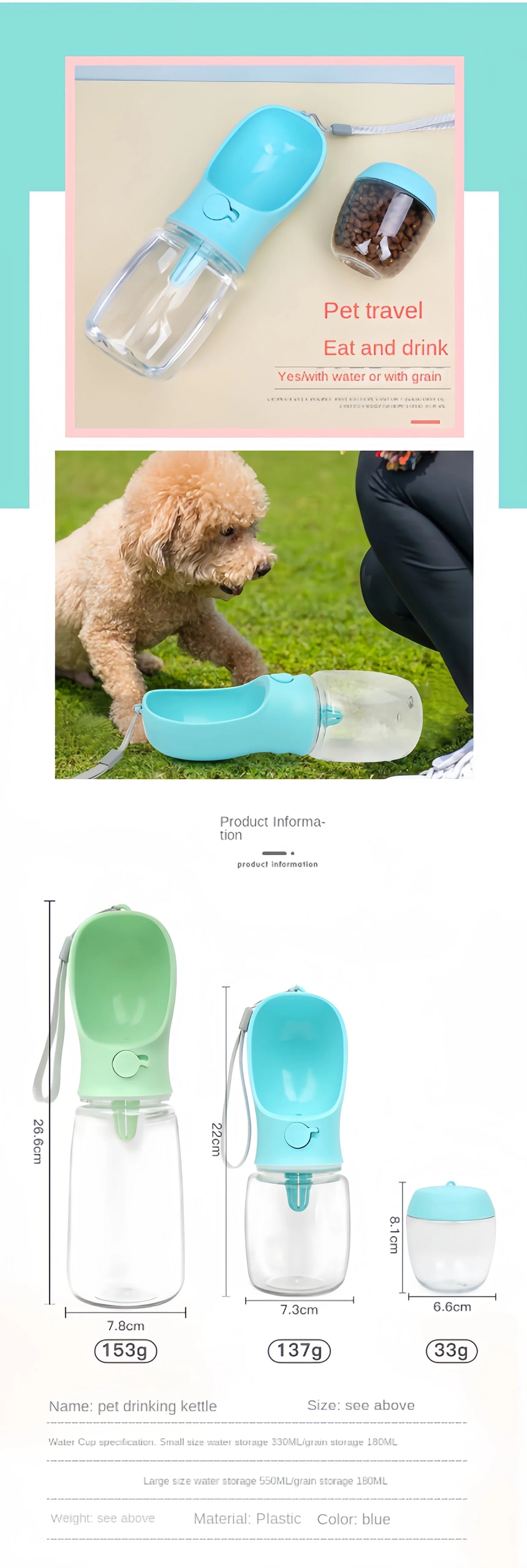 HydraGo – Portable Pet Water Bottle with Food Storage
