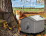 Foldable outdoor pet house for cats and small dogs that provides weather protection, insulation, and a secure resting shelter.