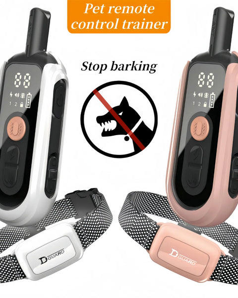 Waterproof remote dog training collar for dogs that provides vibration, beep, and static correction modes for obedience and behavior training.