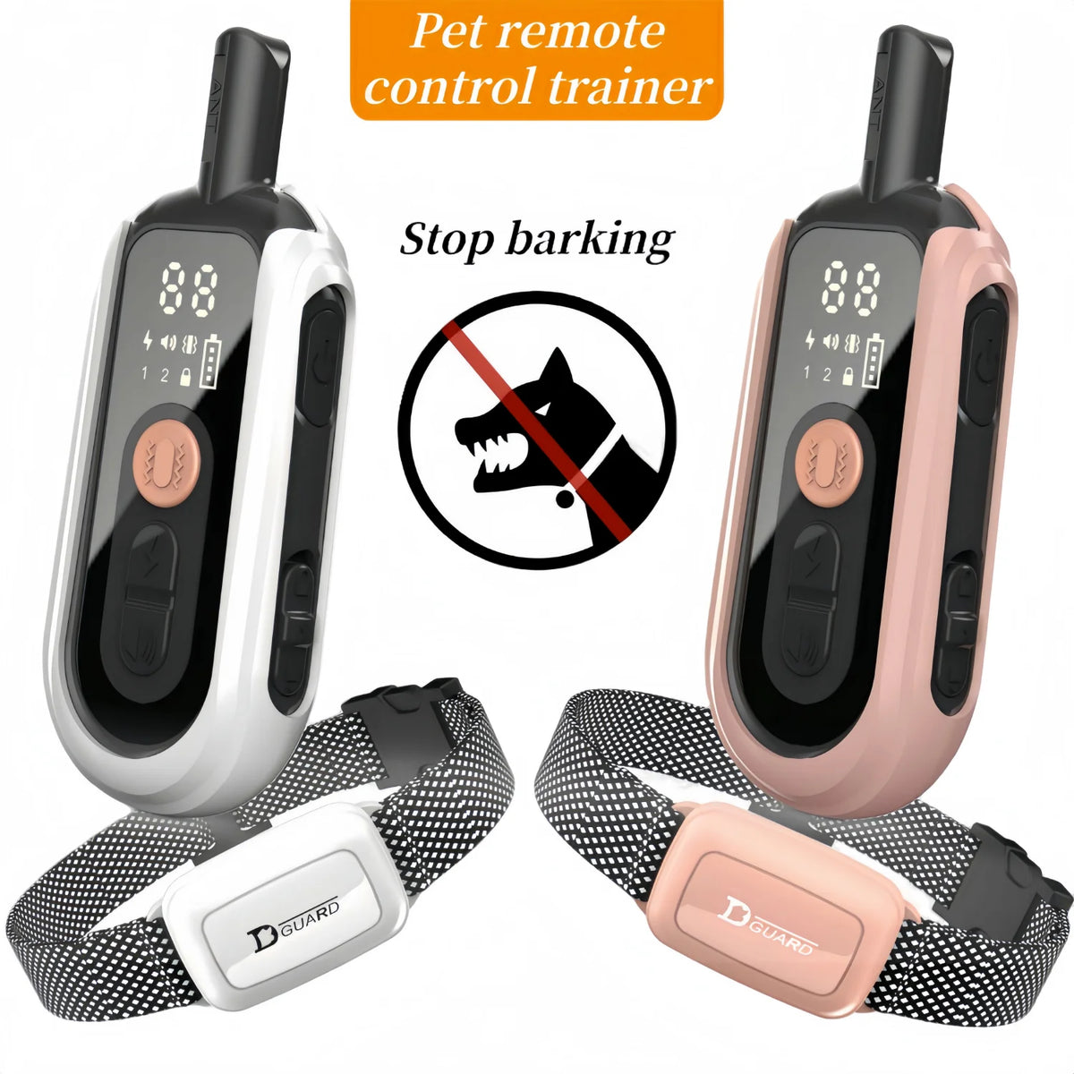 Waterproof remote dog training collar for dogs that provides vibration, beep, and static correction modes for obedience and behavior training.