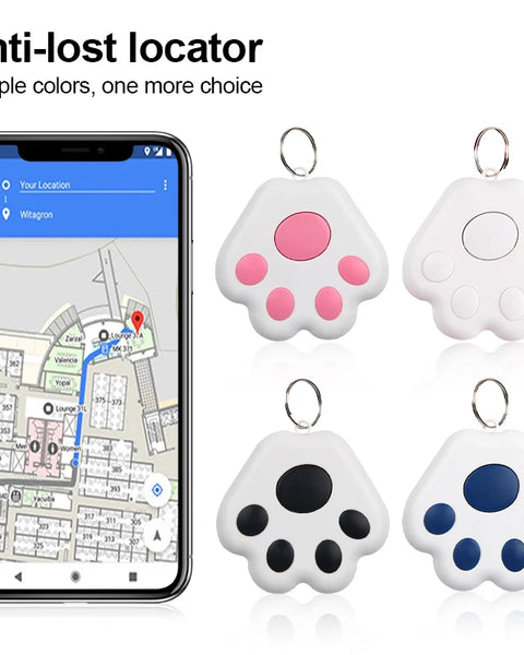 Bluetooth pet GPS tracker for dogs and cats that provides real-time location tracking and helps prevent pet loss.