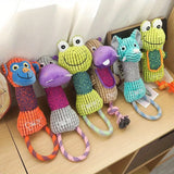 Squeaky plush dog toy for puppies and small to medium dogs that supports chewing and mental stimulation.