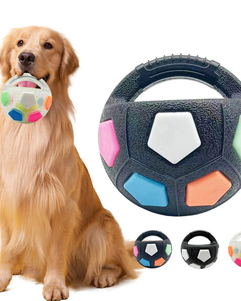 Durable non-toxic rubber tennis-ball style dog toy designed for fetch, chewing, and teething relief while supporting dental health and active outdoor play