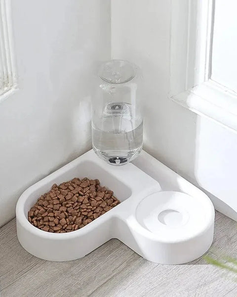 2-in-1 automatic pet bowl for dogs and cats that provides combined food and water feeding with a spill-resistant design for daily use.