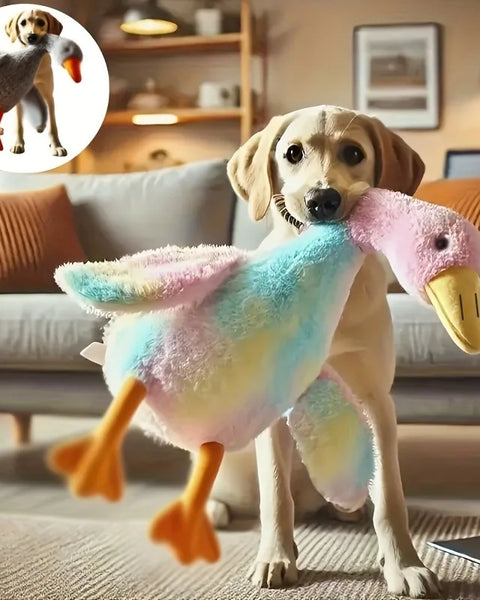  plush duck toy for dogs and cats designed for comfort, anxiety relief, and interactive play with soft durable fabric for safe chewing and cuddling