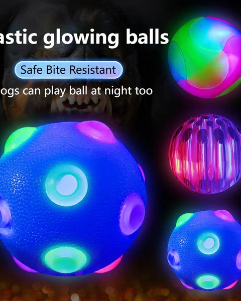 LED flashing ball toy for dogs that promotes active play and mental stimulation.