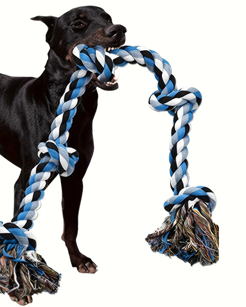 Heavy-duty rope dog toy for dogs that supports chewing, dental health, and interactive tug-of-war play.