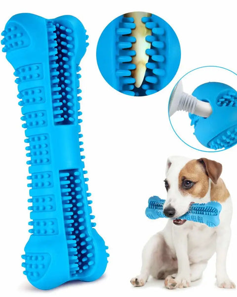 Dental chew toy for dogs with toothpaste reservoir that helps reduce plaque and supports gum health during chewing.