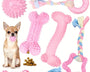 6-piece rubber dog toy set for small and medium dogs that supports chewing, dental health, and mental stimulation.