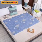 Washable waterproof pet training mat for dogs and cats that absorbs moisture and protects floors, beds, and furniture from accidents.