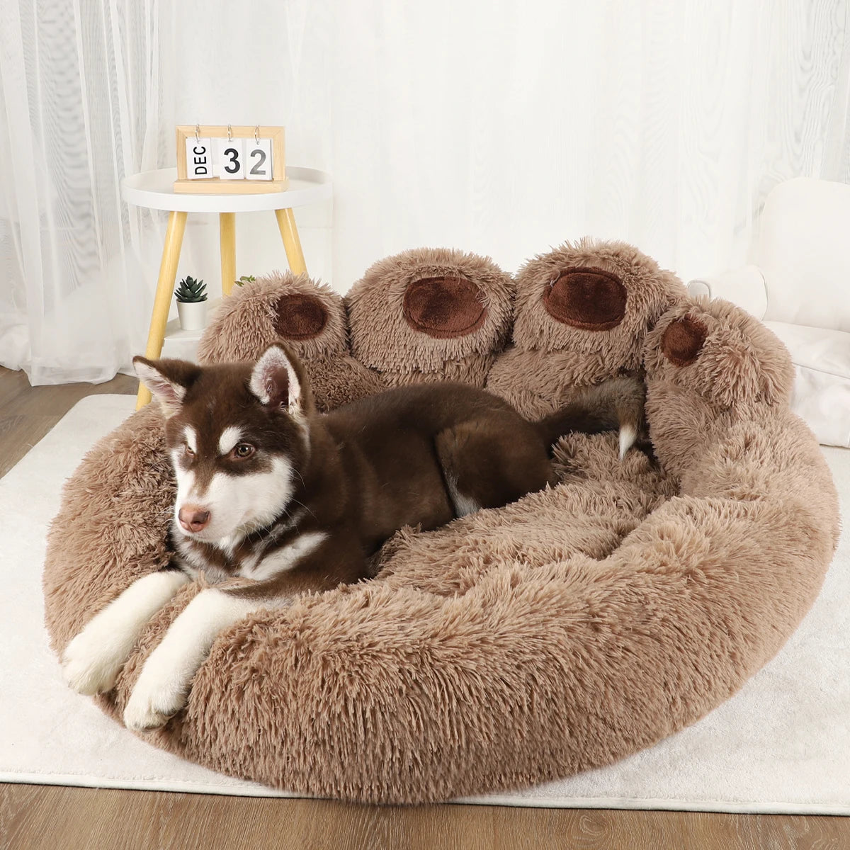 Breathable plush pet bed for dogs and cats that provides cushioned sleep support, warmth, and anxiety relief for daily rest.