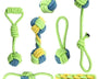 Cotton rope dog toy for dogs that supports dental cleaning, chewing, and interactive tug and fetch play.