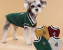 Warm knitted V-neck pet sweater made from soft polyester fiber, designed for small and medium dogs and cats to provide thermal insulation, comfort, and stylish winter wear