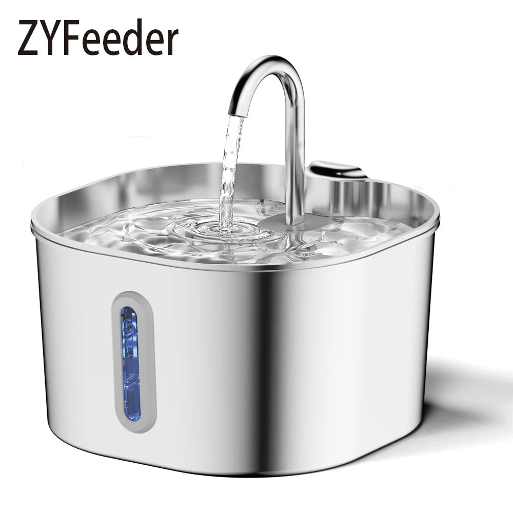 3.2L automatic stainless steel pet water fountain for cats and dogs with circulating filtered water to keep hydration clean and fresh