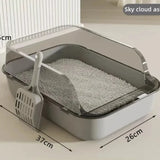 semi-enclosed cat litter box for small and medium cats, with raised edges, double-barrier design, easy to clean, durable and odor-free