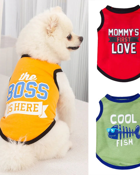 Breathable cotton dog shirt for small dogs and cats that provides lightweight comfort and cooling for warm weather.
