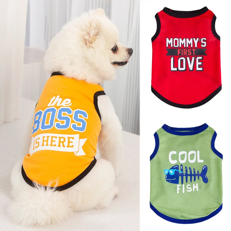 Breathable cotton dog shirt for small dogs and cats that provides lightweight comfort and cooling for warm weather.