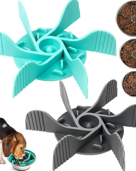 Silicone slow feeder insert for dogs and cats that reduces fast eating and supports healthy digestion.