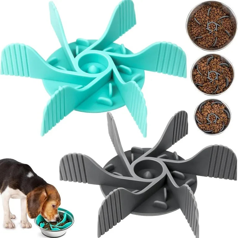 Silicone slow feeder insert for dogs and cats that reduces fast eating and supports healthy digestion.