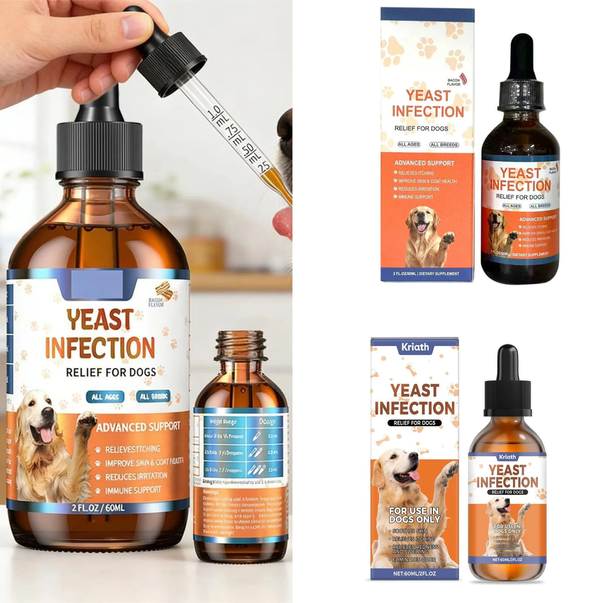  Dog Pet Drops Gentle Care Supplement - Herbal Gut Health Liquid for Dogs and Cats, Digestive Support Yeast Drops, Healthy Coat and Skin Formula, Natural Probiotic Pet Supplement, Puppy Safe No Additives