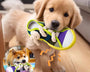 Squeaky slipper-shaped dog toy for dogs that supports chewing, dental cleaning, and mental stimulation during interactive play.