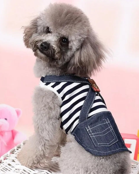 Small dog and cat striped outfit, lightweight and comfortable, perfect for parties, weddings, and summer events
