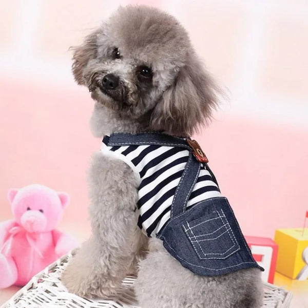 Small dog and cat striped outfit, lightweight and comfortable, perfect for parties, weddings, and summer events