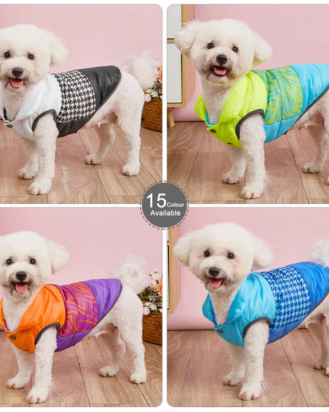 Dog wearing warm winter vest with thick fleece lining – small, medium, and large breeds