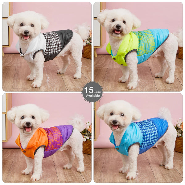 Dog wearing warm winter vest with thick fleece lining – small, medium, and large breeds