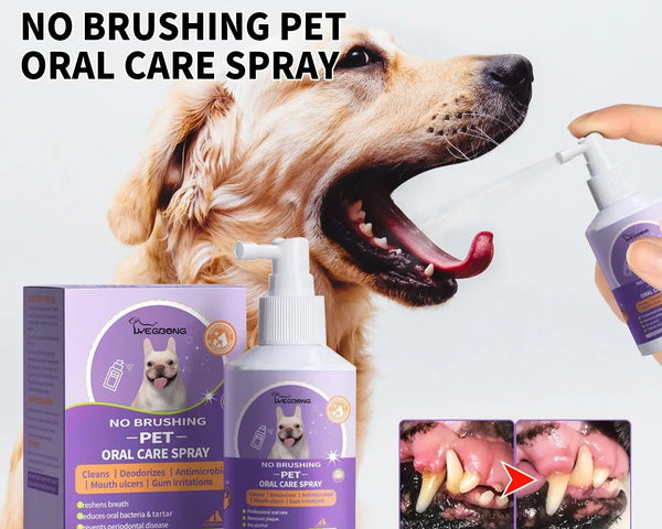 Original pet oral care spray for dogs and cats, prevents tartar, eliminates bad breath, keeps teeth healthy, safe for daily use.