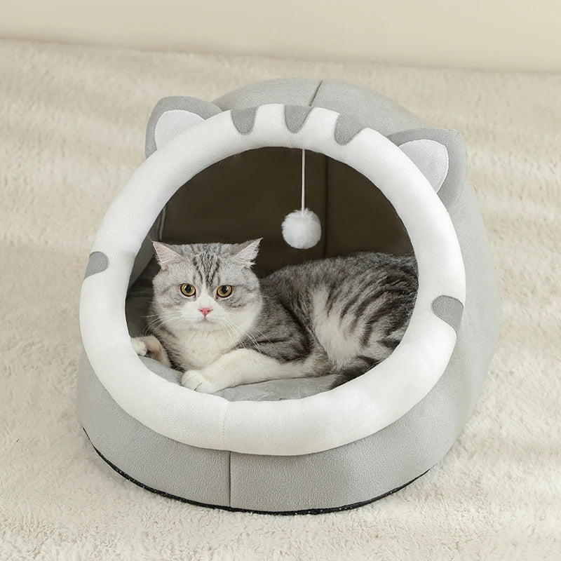Original cozy cave-shaped pet bed for cats and small dogs, soft and insulated, promotes comfort, privacy, relaxation, and easy cleaning.
