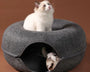 Cozy felt cat tunnel and bed for 1-2 cats. Soft, durable, and multifunctional design provides comfort, play, and interactive hiding space. Easy to clean, split into separate beds, and suitable for multi-cat households.