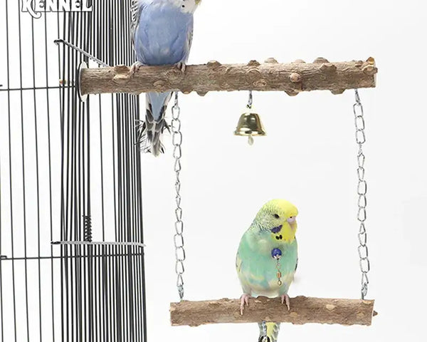 Original double-layer wooden bird perch, safe and durable, promotes exercise, mental stimulation, and natural beak and claw care for parrots, cockatiels, parakeets, and small to medium birds.