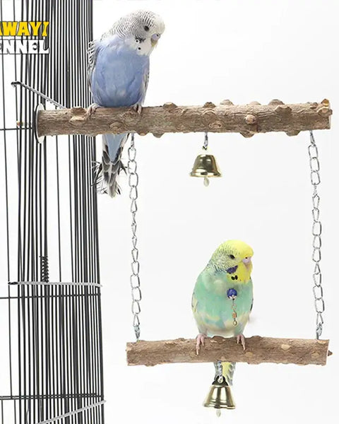 Original double-layer wooden bird perch, safe and durable, promotes exercise, mental stimulation, and natural beak and claw care for parrots, cockatiels, parakeets, and small to medium birds.