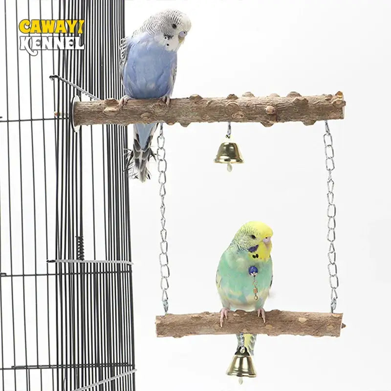 Original double-layer wooden bird perch, safe and durable, promotes exercise, mental stimulation, and natural beak and claw care for parrots, cockatiels, parakeets, and small to medium birds.