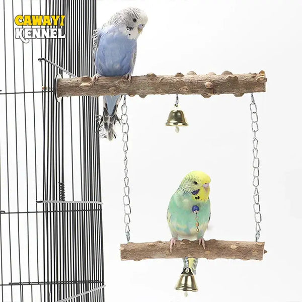 Original double-layer wooden bird perch, safe and durable, promotes exercise, mental stimulation, and natural beak and claw care for parrots, cockatiels, parakeets, and small to medium birds.