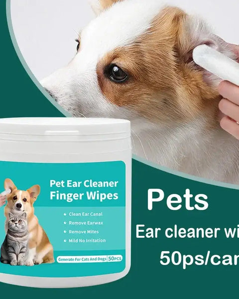 Original ear cleaning wipes for cats and dogs, gently remove wax, dirt, and mites, prevent odors and infections, safe for regular use.